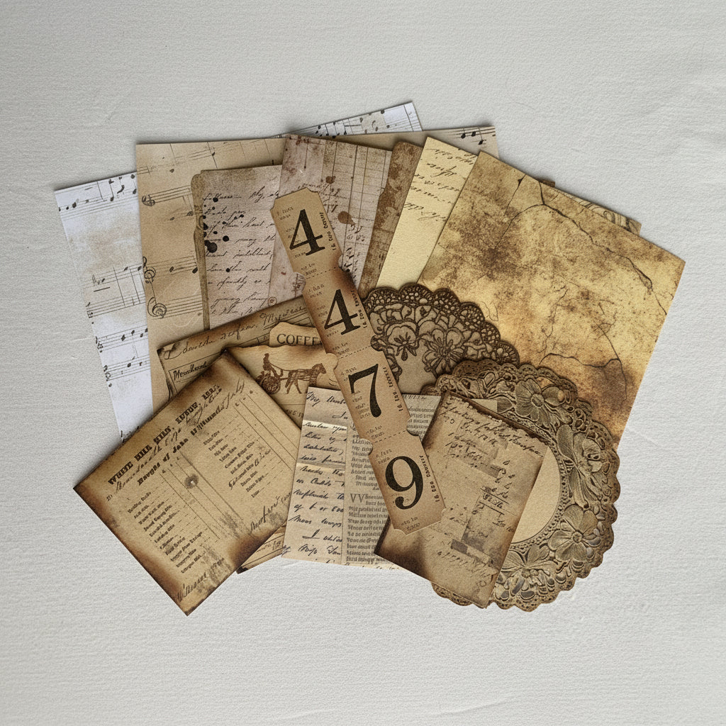 20 pcs vintage style scrap paper bundle